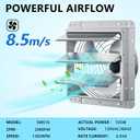 16 Inch Shutter Exhaust Fan, Aluminum Wall Mounted Exhaust Fan, 2060 CFM High Speed Automatic Shutter Attic Fan, Vent Fan For Greenhouse,Shed,Shop,Garage