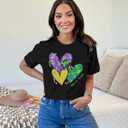 Mardi Gras Shirts Women: Mardi Gras Day Hearts T-Shirt Fat Tuesday Tee Carnival Shirt New Orleans Party Tshirt (Medium, Black)