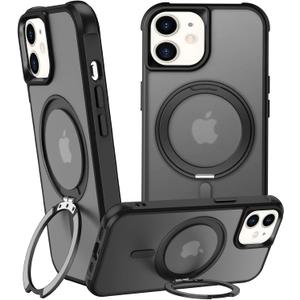 360 Magnetic Swivel Ring for iPhone 11 case, Built-in Metal Stand and Ring Holder, Magsafe Compatible, Military Grade Protection, Shock Resistant - Black