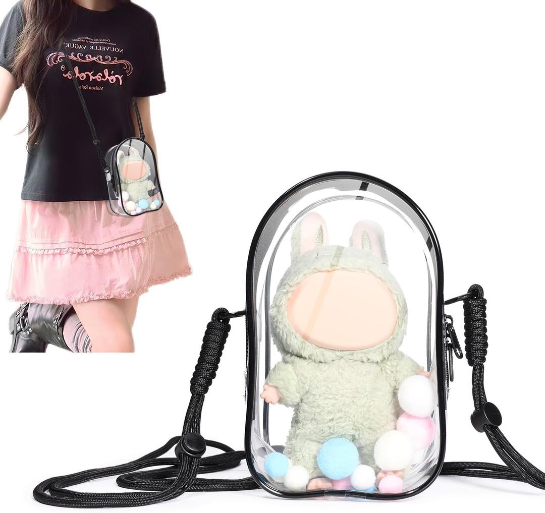 AICase Protective Case for Labubu Plush Doll,Clear Bag for Stadium Events Crossbody Doll Bag Accessories Stadium Approved Clear Purse for Kpop Ozzy Stray Ateez Saja Concerts Sports Festivals_2