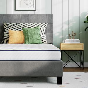 Novilla 6 Inch Twin Mattress, Foam and Spring Hybrid Mattresses for Restful Sleep, Twin Mattress for Kids, Medium Firm, CertiPUR-US Certified Foam, Durable Support, Eco-Friendly Packaging (White & Grey)