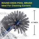 POOLAZA 360 Degree Pool Brush - Heavy Duty 17.5" Pool Brush Head for inground Pools/Above Ground Pools, Spa, Hot Tub, Premium Bristle & Aluminum Handle for Standard Pool Pole