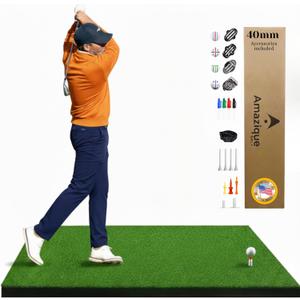 54 Golf Hitting Mat, Non-Slip Hitting Mat, 31mm, 36mm, 40mm Thick, PGA Pro Trusted Indoor & Outdoor Golf Practice Mat with Training Kit (5x4 Green 40mm)