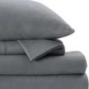 Softan Fleece Sheets Queen Size, Flannel Like Soft, Velvet Polar Microfleece Sheets for Winter, Grey (Gray)