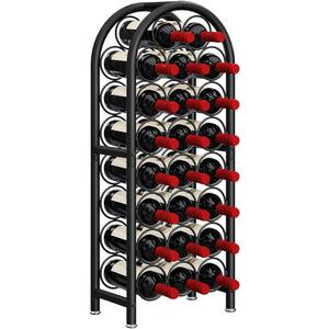 Wine Rack Freestanding Floor Metal Holders Stands Organizer Storage 23 Bottles Black