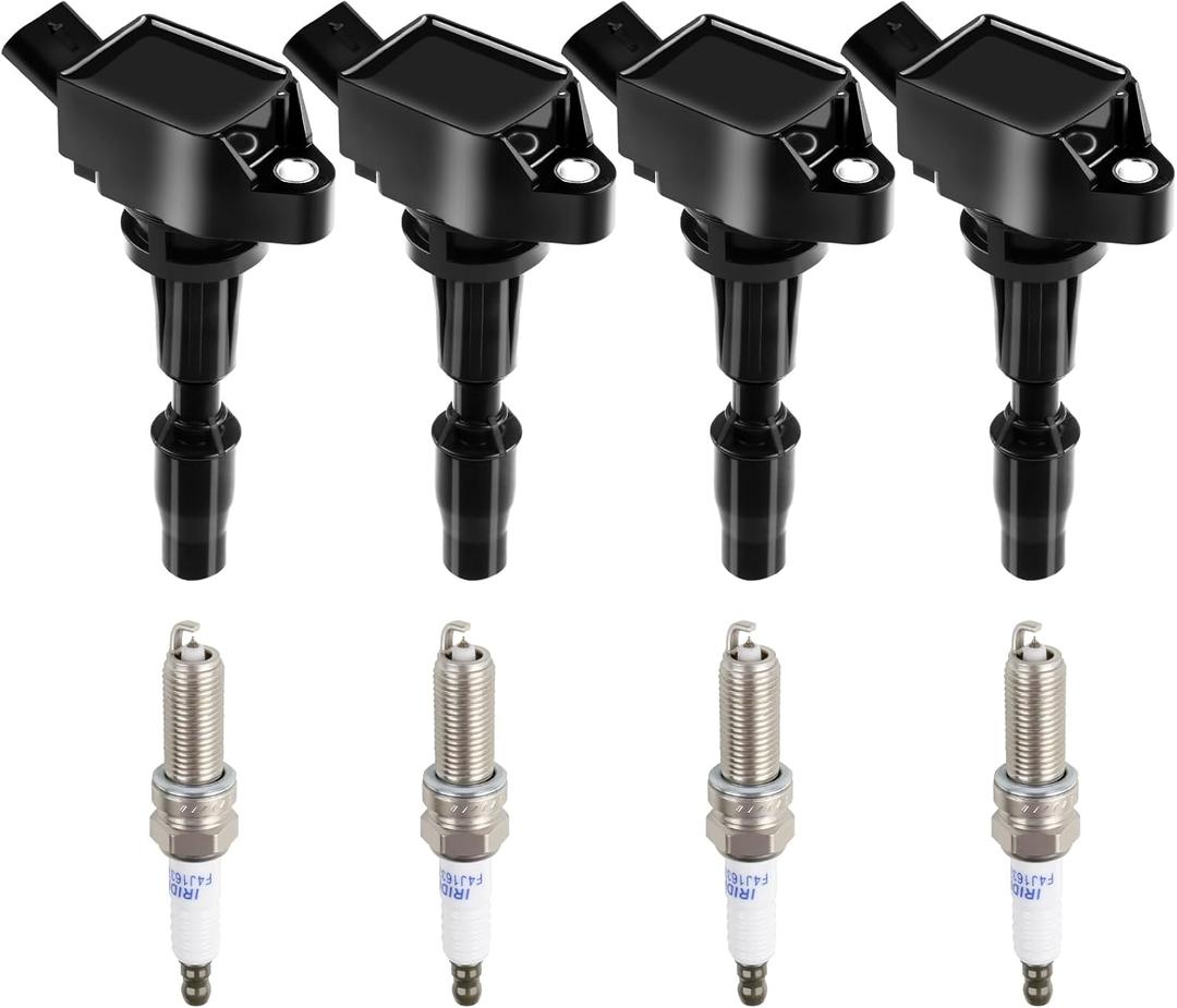 Ignition Coil Pack UF764 & Iridium Spark Plugs 93175 Set of 4, for Hyundai 2015-2019 Sonata Tucton | Optima Sorento Sportage Stinger | Genesis G70 G80 G90 2.0L 2.4L L4 Replaces# IC871 GN10730