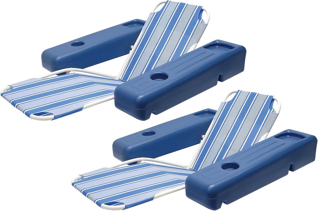 Poolmaster Caribbean Retro Floating Chaise Pool Lounge Chair for Adults, 2 Pack