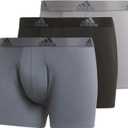 adidas Men's Performance Stretch Cotton Trunk Underwear (3-Pack) Designed for Active Comfort and All Day Wear (Medium, Onix Grey/Black/Grey)