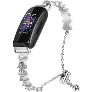 FitTurn Compatible With Fitbit Inspire 2/Inspire HR/Inspire/Ace 3/Ace 2 Band with Diamond Crystal Metal Bling Replacement Strap Band for Fitbit Inspire/Inspire 2/Inspire (Silver)