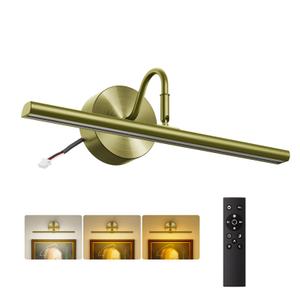 Picture Lights for Wall, 16.5" LED Wall Lights with Remote, Hardwired Connection, CCT Dimmable Gallery Art Light for Paintings Poster Light, 15W, 2700K-6500K, 1200LM, Brass