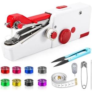 Handheld Sewing Machine, Mini Pet Clothes Sewing, Portable Hand Sewing Machine for Beginners, Home & Travel Quick Repairs Electric Hand Held Sewing Device for Fabric Clothing Kids Cloth Pet Clothes