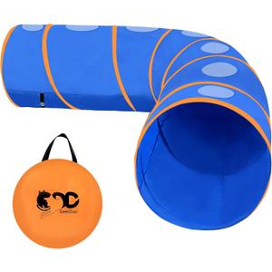 Dog Agility Tunnel with Ventilated mesh, Dog Agility Equipment, Dog Agility Training with Carry Bag (Blue+Orange)