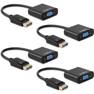 Display Port to VGA Adapter,4 Pack Gold-Plated DisplayPort DP to VGA Converter (Male to Female) for Computer, Desktop, Laptop, PC, Monitor, Projector, HDTV