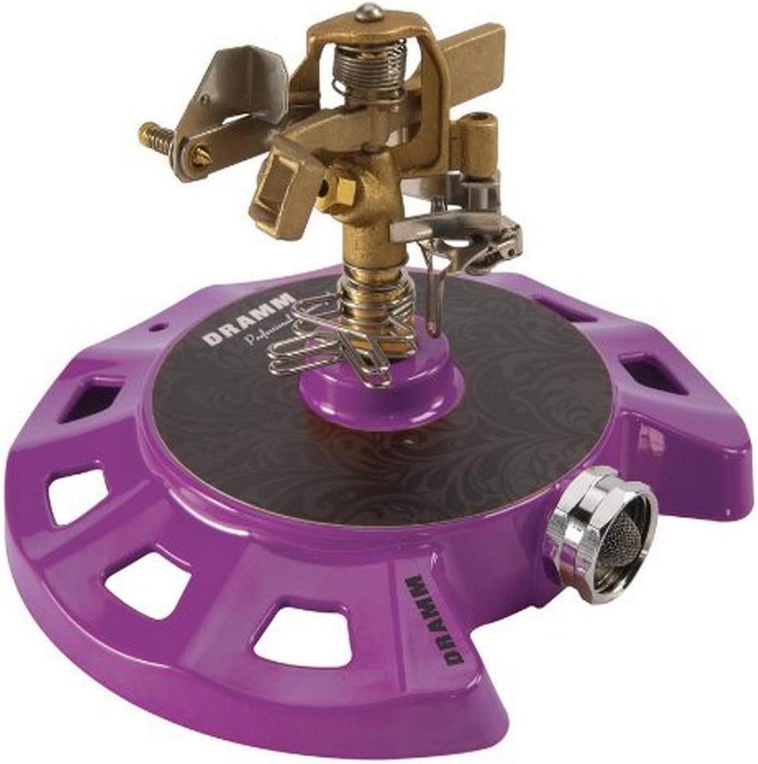 Dramm 15087 Circular Base Impulse Sprinkler with a Heavy-Duty Metal Base, Berry