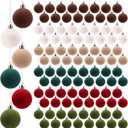 96 Pcs 1.57" Velvet Christmas Balls Bulk, Shatterproof Flocked Christmas Tree Ball Ornaments, Mini Xmas Bulb Ornaments Hanging Decoration(Dark Green, Green, Red, Khaki, Brown, Apricot)