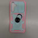 for Samsung Galaxy S25 FE Case with All-Angle Rotating Kickstand & Sliding Camera Cover - Heavy Duty Shockproof Protective Cover, Green Pink