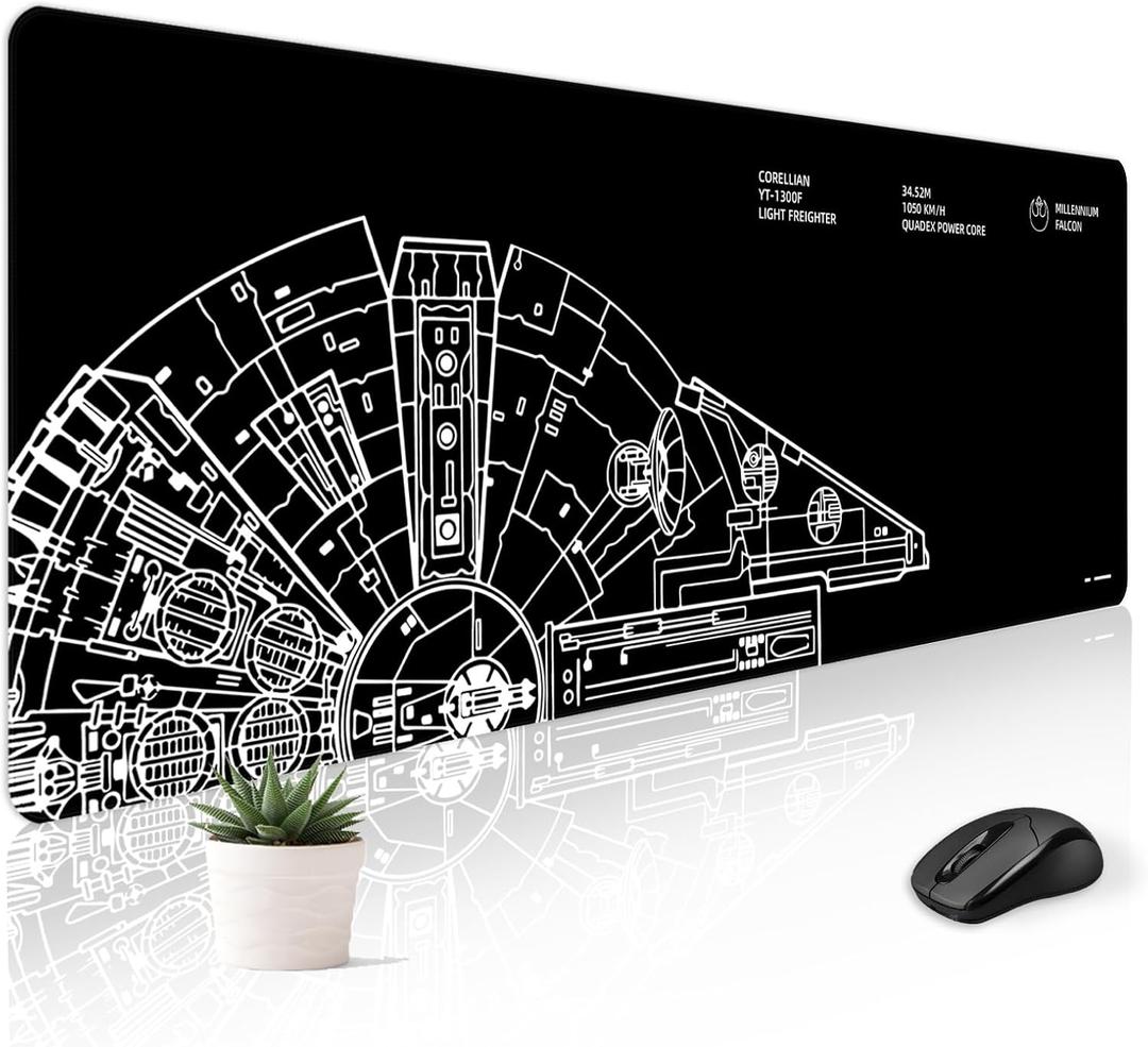Mousepad Desk Mat Gaming Large Keyboard Cute Office Desktop Computer Laptop Black XXL Long Giant Big Cool Modern Design Unique for Women Girls Men Boys Gamer Oversized Wide 30x12'' Mousepad