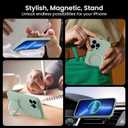 MCFANCE Magnetic Silicone Case with Stand for iPhone 13 Pro Max (6.7 inch) | Compatible with MagSafe, Shockproof Protection, Anti-Scratch Microfiber Lining | Cyan