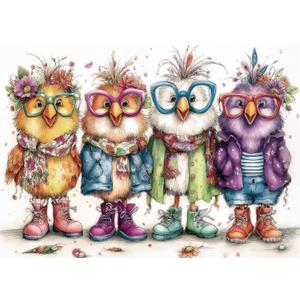 Funny Chicken Puzzles for Adults 1000 Pieces Colorful Chicks Cute Bird Pretty Art Jigsaw Puzzles Impossible Aesthetic Hard Difficult Challenging Puzzle as Family Game (Stylish Chirps)