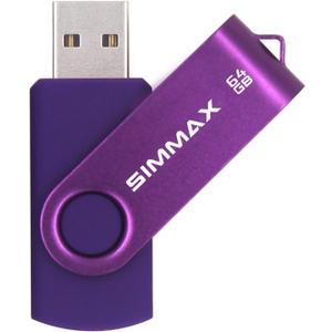 SIMMAX 64GB Memory Stick USB 2.0 Flash Drives Swivel Thumb Drive Pen Drive (64GB Purple)