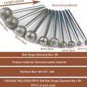 1/8 Shank Diamond Grinding Burr Drill Bit Ball Shape Diamond Rotary Bit,15pcs 36# Course Burrs Set Mounted Points Bit Universal Fitment Rotary Tool for Stone Carving, DIY,Polishing, Engraving