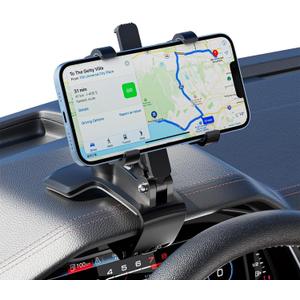 2 x JFX Car Phone Holder Mount, 360° Rotation Dashboard Phone Holder, Cell Phone Holder for Car, Clip-on Smartphone Holder, Car Phone Mount for iPhone, Samsung, Google and 4.3-7.6" Smartphones