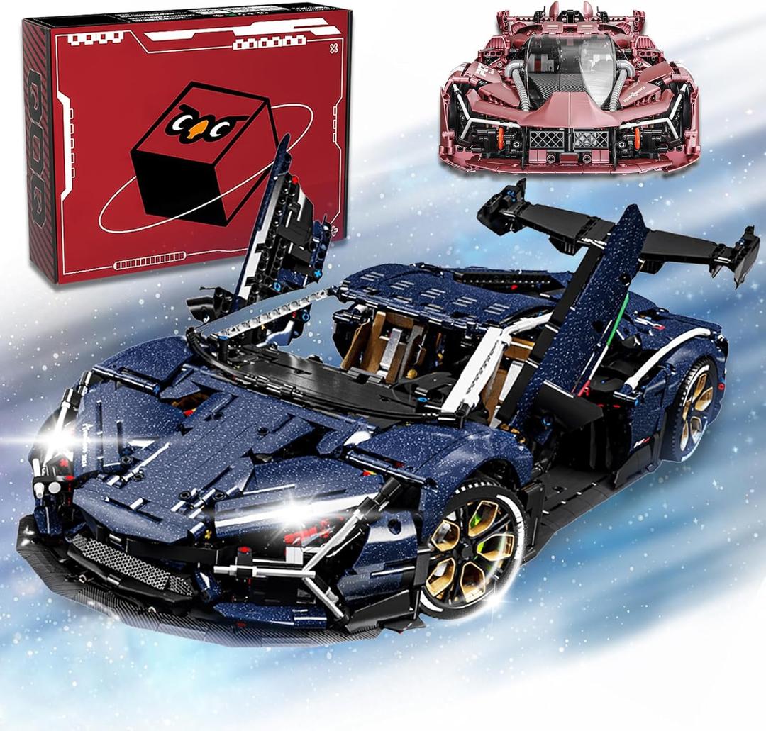 Lamb AVENTTAOR Super Car Building Toys - 1:8 Model Car Building Blocks Challenging Race Cars Sets Super Cars Display Model Collectible Gifts for Adults(4260pcs) (Starry Blue)