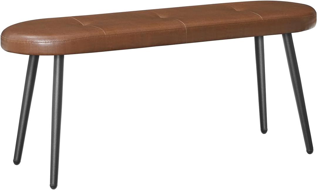 HOOBRO Dining Bench, Dining Room Bench, Upholstered Bench, with PU Leather Padded Seat, Steel Frame, Easy to Assemble, for Kitchen, Dining Room, Hallway, Bedroom, Entryway, Brown and Black CB100CD01