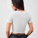 SOLY HUX Women's Cut Out Crop T Shirt Crew Neck Short Sleeve Fitted Going Out Tops (White, S)