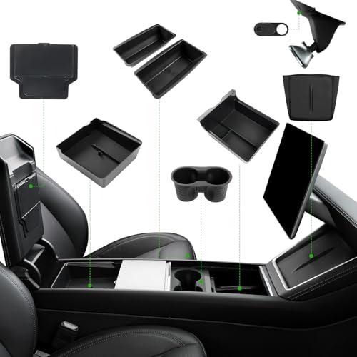10PCS Center Console Organizer Tray for 2025 2026 Tesla Model Y Juniper Accessories, Under Seat Storage Armrest Hidden Storage Box Cup Holder Charger Pad for Tesla Model Y Juniper (Not fit Standard)