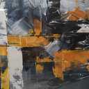 Abstract Black and White Wall Art Decor Gold Artwork for Walls 24" X 48"
