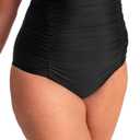 SHAPERMINT Women Ruched High Waisted Black Bikini Bottom Swimsuit, Tummy Control Full Coverage Swimwear, 2XL