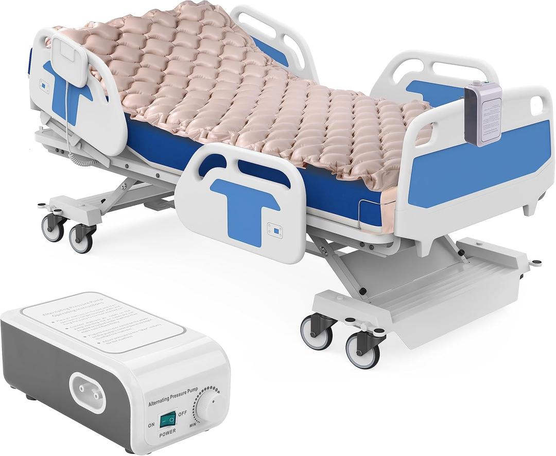 Alternate air Anti-Decubitus air Mattress for Medical beds or Standard beds, Ultra-Quiet and Adjustable Pump-Suitable for Standard-Sized Hospital beds