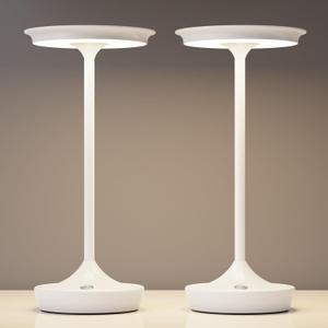 Tpczqj LED Cordless Table Lamp Rechargeable-Portable Battery Operated Lamps, 3 Color Touch Dimming Waterproof Light for Patio/Restaurant/Dining/Outdoor (White2)