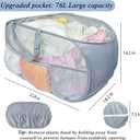 Collapsible Laundry Baskets 2 Pack, Mesh Pop Up Hamper with Handles, Portable Stair Basket, Dorm or Room Folding Bin, Dirty Clothes Hamper Light Breathable. Grey. 2H