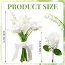 XunYee 16 Pcs Bride Bouquet Set Include 10 White Calla Lily Artificial Flowers 5 Faux Lily of The Valley 1 Groom Boutonniere Pin Bridesmaid Floral Bouquet for Wedding Party Ceremony Anniversary Decor