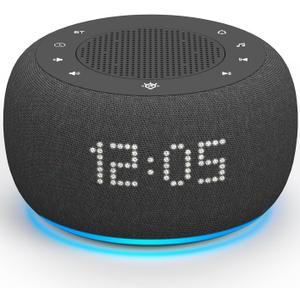 Buffbee Pro 2nd Gen  Upgraded Rechargeable Battery | 3-in-1 White Noise Machine for Sleep, Alarm Clock & Bluetooth Speaker, 25 Sleep Sounds, Portable for Travel & Bedroom (Black)