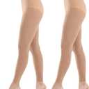 MANZI Footless Tights for Women Dance Tights 40 Denier Semi Opaque Pantyhose 2 Pairs (Large-X-Large, Light Suntan)