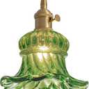 ZAUKNYA Pendant Lights Kitchen Island, Green Flower Glass Gold Brass Vintage Adjustable Small Hanging Pendant Lighting Fixtures for Kitchen Island Dining Room Bedroom Hallway (Green)