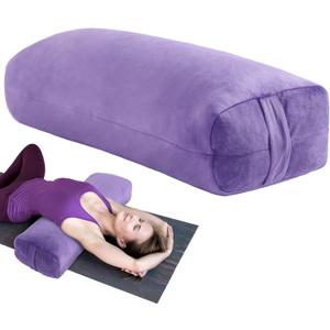 MABOZOO Yoga Bolster Pillow, Rectangular Bolster for Restorative Yoga & Meditation, Professional Meditation Cushion with Carry Handle, 27"X10"X6" (purple)
