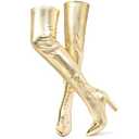 Wsheliu Metallic Gold Thigh High Boots Women Chunky Heel Faux Leather Over The Knee Boots Tall Boots Pointed Toe 2024 GOGO Boots Knee High Boot Zipper Winter Boots Size 7.5