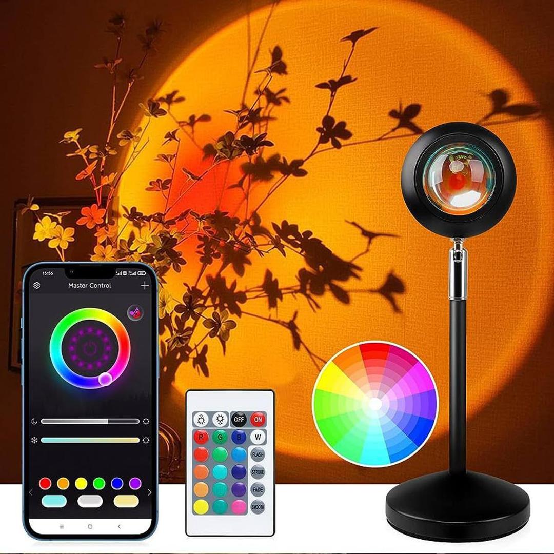 Sunset Lamp Projection, Sunset Night Light Rainbow Projector 180° 16 Color Changing 4 Modes, Vlog, Photography, Decorative, Party Decor, Gift for Women