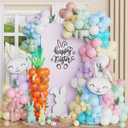 160Pcs Easter Balloon Garland Arch Kit with Bunny & Carrot Foil Balloons, Pastel Balloons for Easter Party, Baby Shower, Spring Birthday, Photo Backdrop Decorations (Macaron)