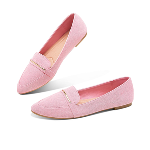Obtaom Women's Pointy Toe Loafer Flat Comfortable Faux Suede Work Shoes,Cute Penny Loafer Slip On Ballet Flat 8
