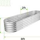 Land Guard 821.5ft Galvanized Raised Garden Bed Kit, Raised Garden Boxes Outdoor, Oval Metal Raised Garden Beds for Vegetables, Silver