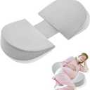 Memory Foam Wedge Pregnancy Pillow for Sleeping, Maternity Pillow for Pregnant Women, W Shaped Pregnancy Body Pillow Support for Belly Back Legs, Babybub Maternity Pillow, Removable Cover (Grey Ripple)
