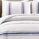 Lush Decor Farmhouse Stripe Reversible Cotton Quilt Queen Size 3 Piece Set Full/Queen Navy - Farmhouse Bedding Set Queen Quilt - Striped Bedding