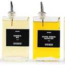 Molimoli Olive Oil Dispenser Bottle for Kitchen, Automatic Pourer, Glass Dispenser for Kitchen, Olive Oil Cruet, | Set of 2 - Black