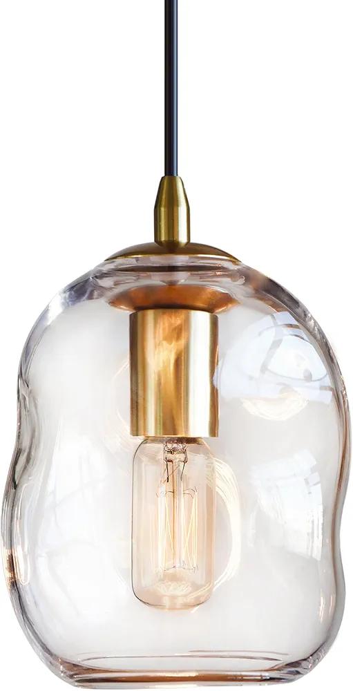 CASAMOTION Pendant Lighting Kitchen Island Modern Clear Glass Organic Globe Gold Kit Adjustable Cord Hanging Light Fixtures Dining Room Table Bar Counter Bedroom 8 Inch Height 2 Pack