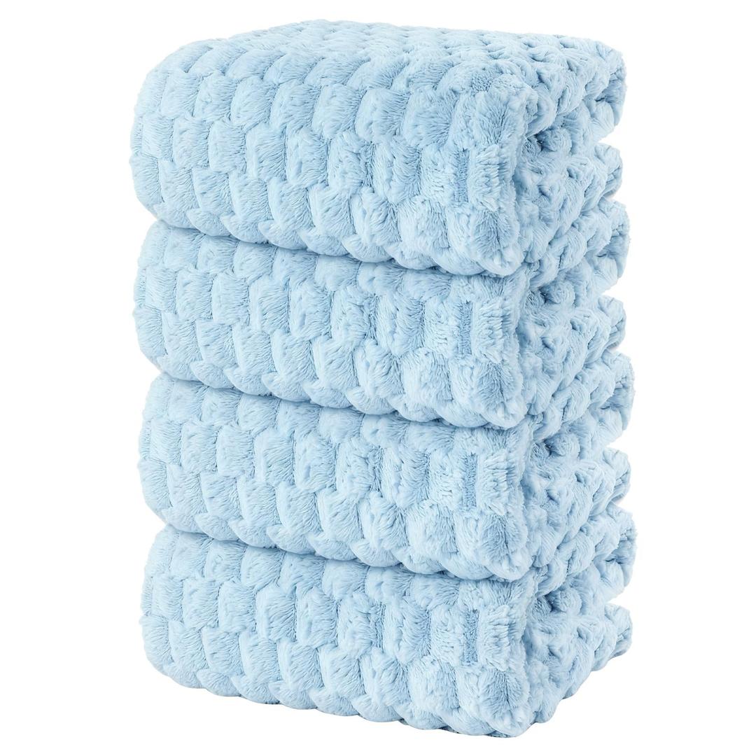 4 x meishiqi 4 Pack Microfiber Bath Towels Large, Super Absorbent, Quick Dry, Plush and Fluffy, 27.5″ x 55″, Luxury Towel Set for Bathroom, Spa, Gym, Travel - Blue